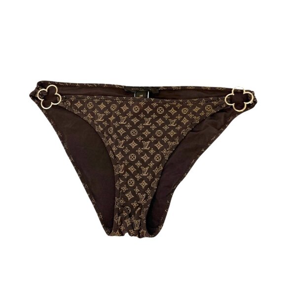 LOUIS VUITTON Vintage Monogram Bikini Swimwear #38 Brown Gold Polyamide [106326] - Picture 6 of 11